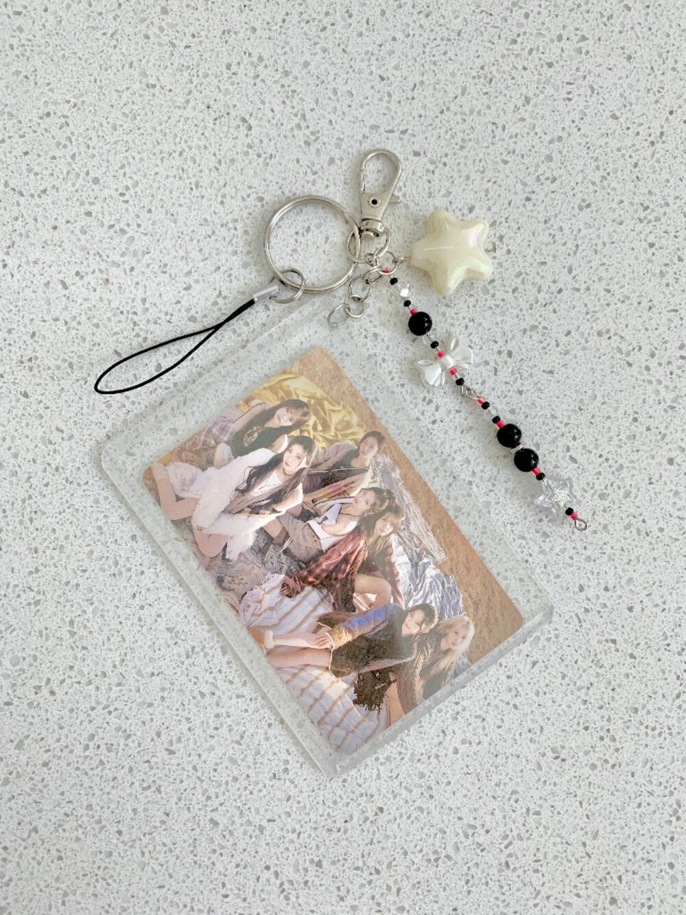 BABYMONSTER Photocard Fanmade Key Ring Phone Keychain Black White Red Handmade